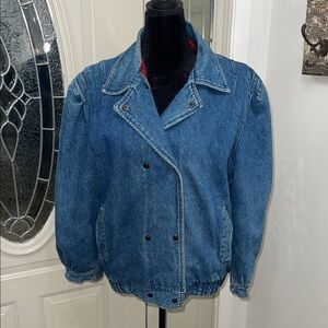 Vintage Bramble Lane Denim Jacket – Plaid Lined – Size 18 1/2